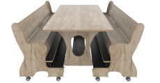 Hoogzit tafel L150 x B80 cm grey craft oak met 2 banken Tangara Groothandel voor de Kinderopvang Kinderdagverblijfinrichting8